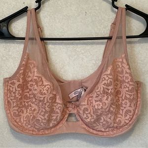 Victoria Secret Unlined Demi Bra 38DDD Lace Blush Pink